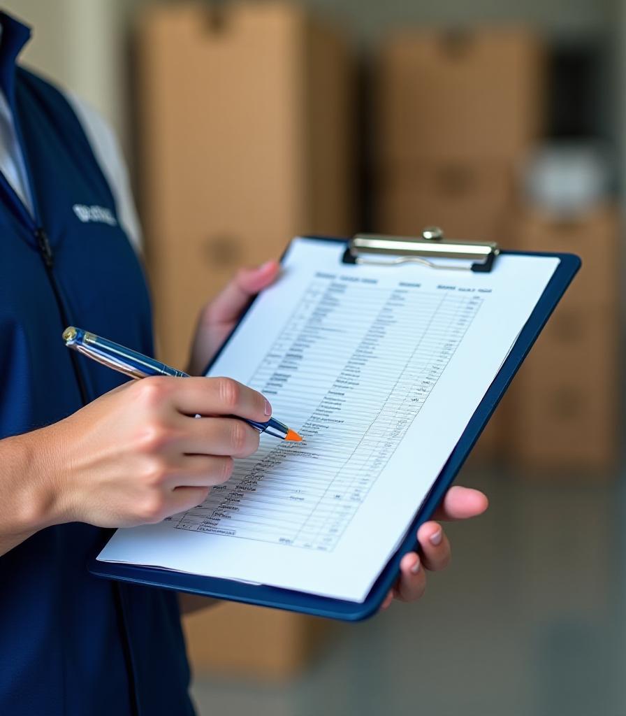 Mover holding a clipboard checklist